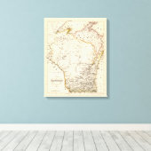  kaart van Wisconsin 1852 Poster Canvas Afdruk (Insitu (Houten vloer))