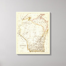  kaart van Wisconsin 1852 Poster Canvas Afdruk