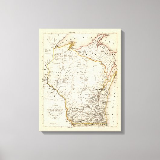  kaart van Wisconsin 1852 Poster Canvas Afdruk (Voorkant)