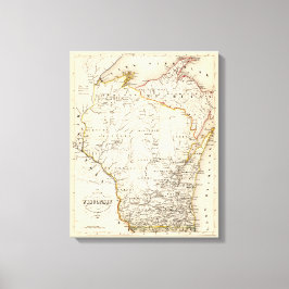 kaart van Wisconsin 1852 Poster Canvas Afdruk