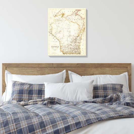  kaart van Wisconsin 1852 Poster Canvas Afdruk (Insitu (Slaapkamer))