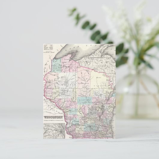  kaart van Wisconsin (1855) (Staand voorkant)