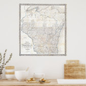  kaart van Wisconsin (1856) Poster (Keuken)