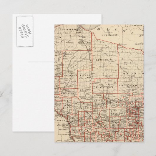 Kaart van Wisconsin, die assemblagedistricten tone (Voorkant / Achterkant)