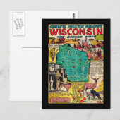Kaart van Wisconsin en feiten (Voorkant / Achterkant)
