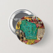 Kaart van Wisconsin en feiten Ronde Button 5,7 Cm (Voorkant /achterkant)