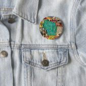 Kaart van Wisconsin en feiten Ronde Button 5,7 Cm (In situ)