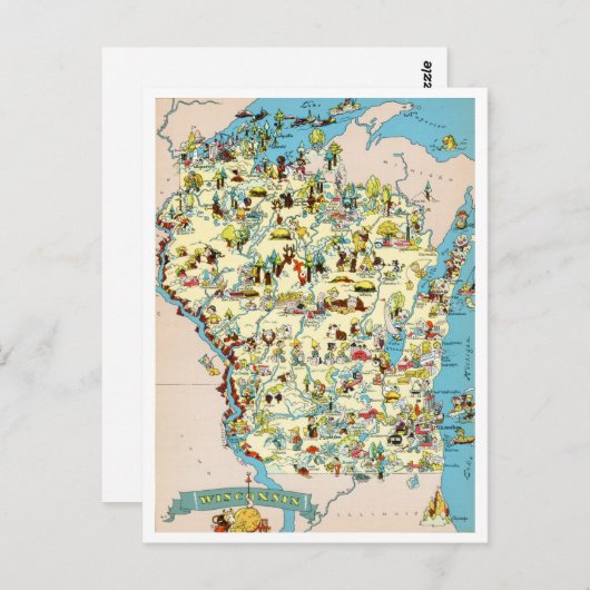  kaart van Wisconsin Funny (Voorkant / Achterkant)