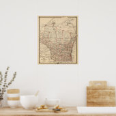 Kaart van Wisconsin met senatoriale districten Poster (Keuken)