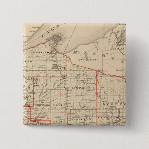 Kaart van Wisconsin met senatoriale districten Vierkante Button 5,1 Cm