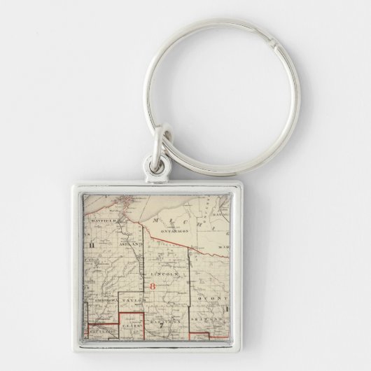 Kaart van Wisconsin Sleutelhanger (Voorkant)
