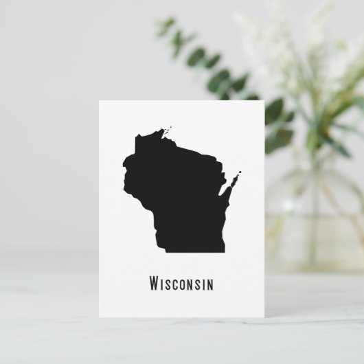 Kaart van Wisconsin - Zwarte en Witte Modern Wisco (Staand voorkant)
