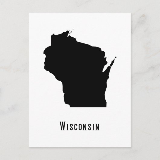 Kaart van Wisconsin - Zwarte en Witte Modern Wisco (Voorkant)
