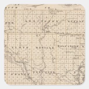 Kaart van Woodbury County, staat Iowa Vierkante Sticker