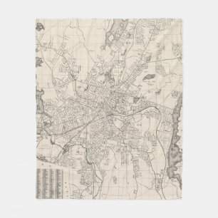  kaart van Worcester Massachusetts (1919) Fleece Deken