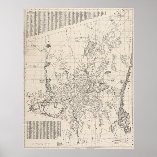  kaart van Worcester Massachusetts (1919) Poster (Voorkant)