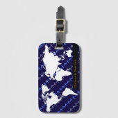 Kaart van World Airplane Travel Blue gepersonalise Bagagelabel (Voorkant (verticaal))