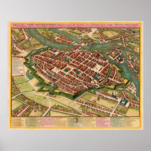  kaart van Wroclaw Polen (1752) Poster (Voorkant)
