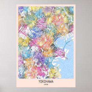 Kaart van Yokohama Japan Poster