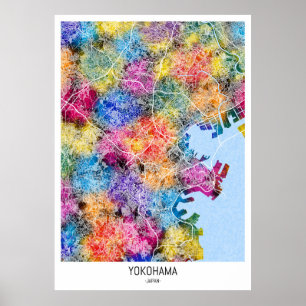 Kaart van Yokohama Japan Poster