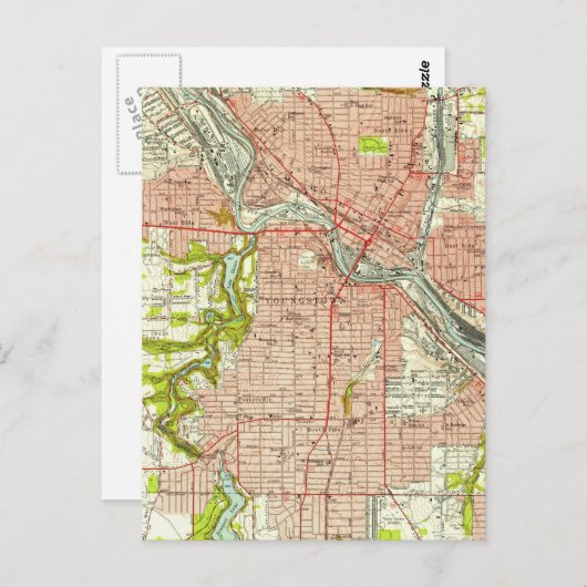  kaart van Youngstown Ohio (1951) (Voorkant / Achterkant)