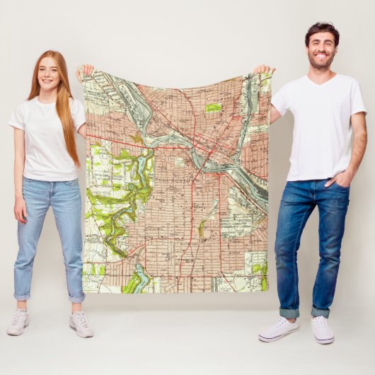  kaart van Youngstown Ohio (1951) Fleece Deken (In situ)