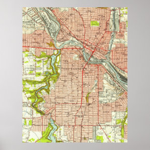 kaart van Youngstown Ohio (1951) Poster