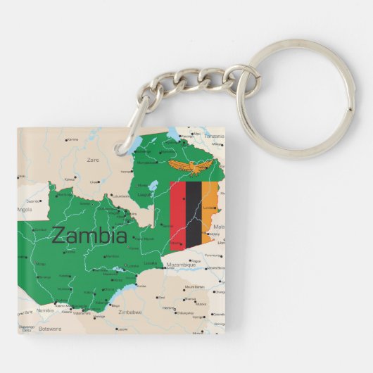 Kaart van Zambia Sleutelhanger (Achterkant)
