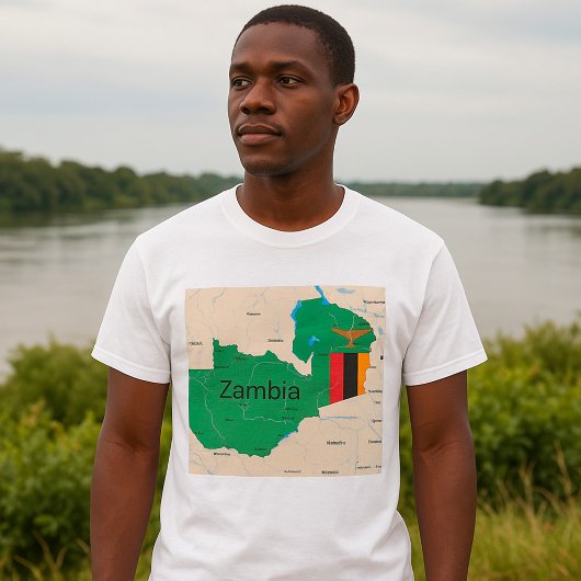Kaart van Zambia T-shirt