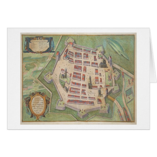 Kaart van Zamosc uit "Civitates Orbis Terrarum" do (Voorkant Horizontaal)