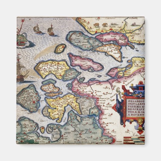 Kaart van Zeeland, c.1560 Magneet (Voorkant)
