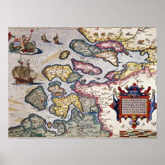 Kaart van Zeeland, c.1560 Poster (Voorkant)