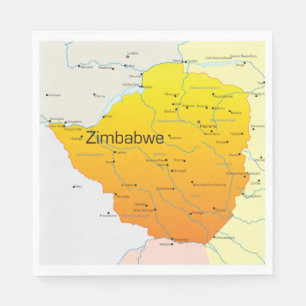 Kaart van Zimbabwe Paper Napkins Servet