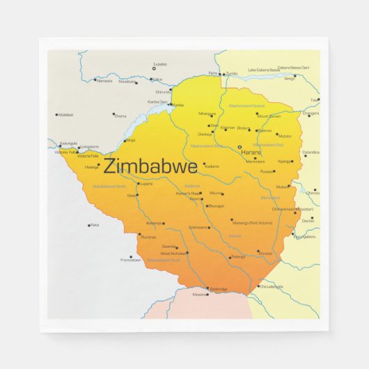 Kaart van Zimbabwe Papieren servetten (Voorkant)