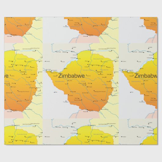 Kaart van Zimbabwe Wrapping Paper Cadeaupapier (Vlak)