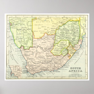  kaart van Zuid-Afrika (1899) Poster