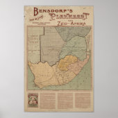 Kaart van Zuid-Afrika rond Bensdorp rond 1900 Poster (Voorkant)