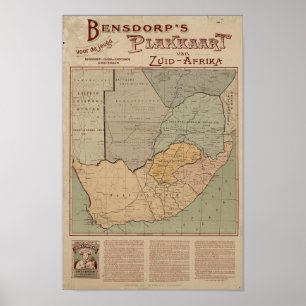 Kaart van Zuid-Afrika rond Bensdorp rond 1900 Poster
