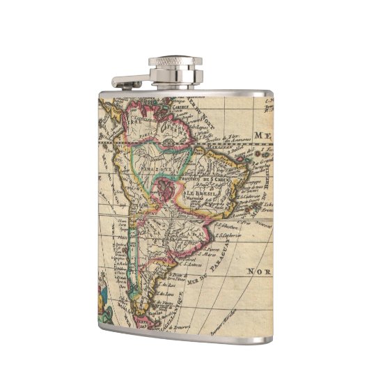  kaart van Zuid-Amerika (1747) Heupfles (Links)