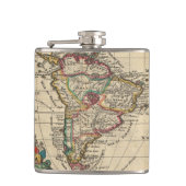  kaart van Zuid-Amerika (1747) Heupfles (Voorkant)