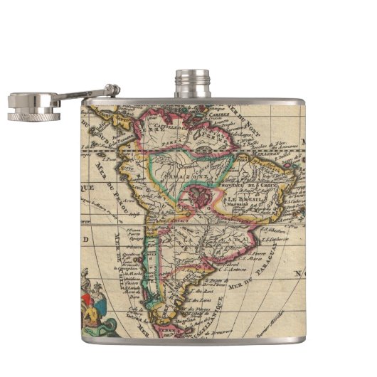  kaart van Zuid-Amerika (1747) Heupfles (Geopend)