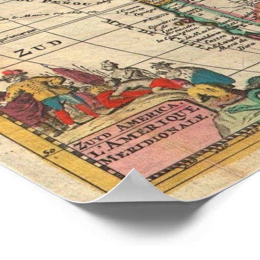  kaart van Zuid-Amerika (1747) Poster (Hoek)