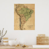  kaart van Zuid-Amerika (1821) Poster (Keuken)
