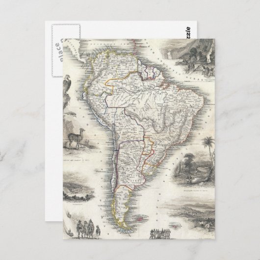  kaart van Zuid-Amerika (1850) (Voorkant / Achterkant)