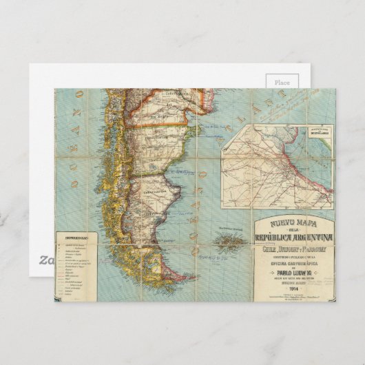  kaart van Zuid-Amerika (1914) (Voorkant / Achterkant)