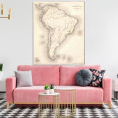 Kaart van Zuid-Amerika 2 Canvas Afdruk (Insitu (Woonkamer))
