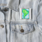 Kaart van Zuid-Amerika 2 Vierkante Button 5,1 Cm (In situ)