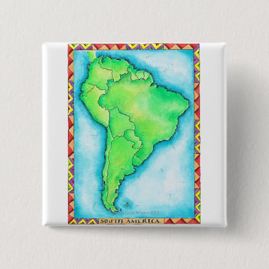 Kaart van Zuid-Amerika 2 Vierkante Button 5,1 Cm (Voorkant)
