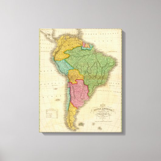 Kaart van Zuid-Amerika 3 Canvas Afdruk (Voorkant)
