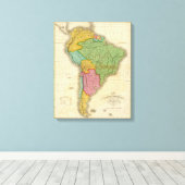 Kaart van Zuid-Amerika 3 Canvas Afdruk (Insitu (Houten vloer))